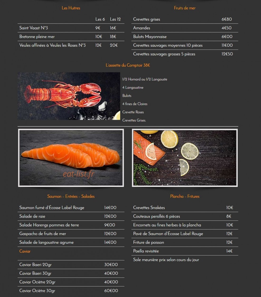 Le Comptoir des Halles — carte page 1