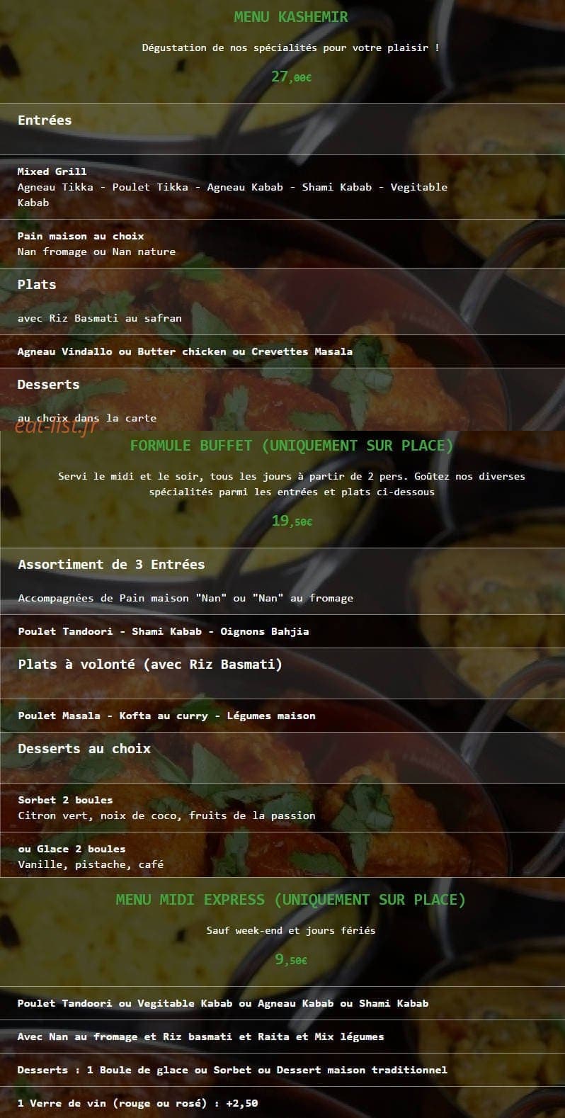 Le Kashemir — carte page 6
