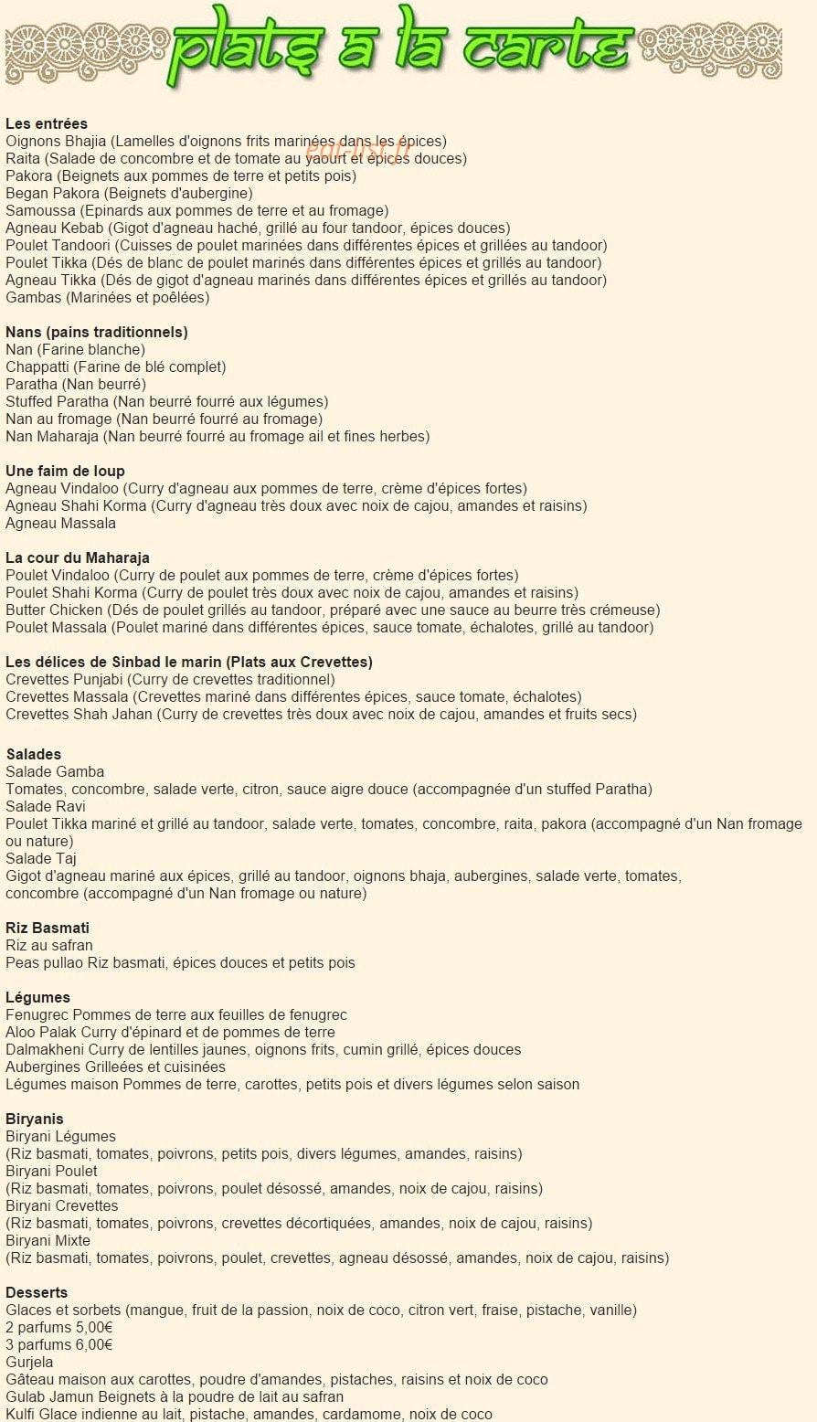 Le Maharaja — carte page 4