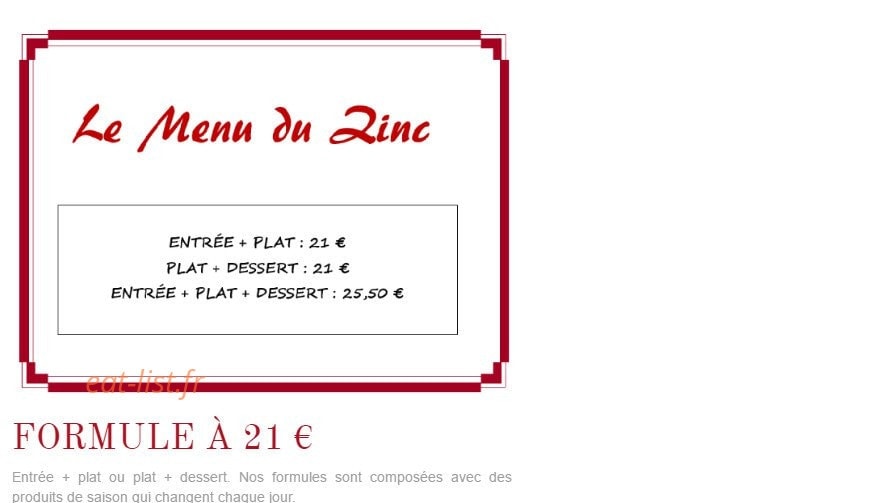 Le P'tit Zinc — carte page 6