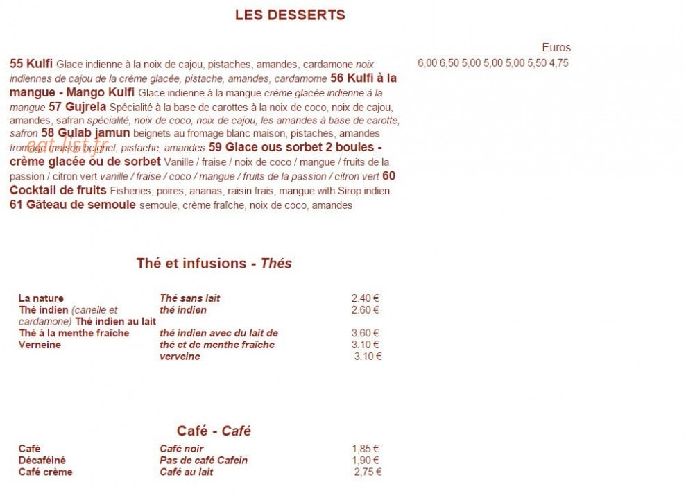 Le Palais Indien — carte page 8