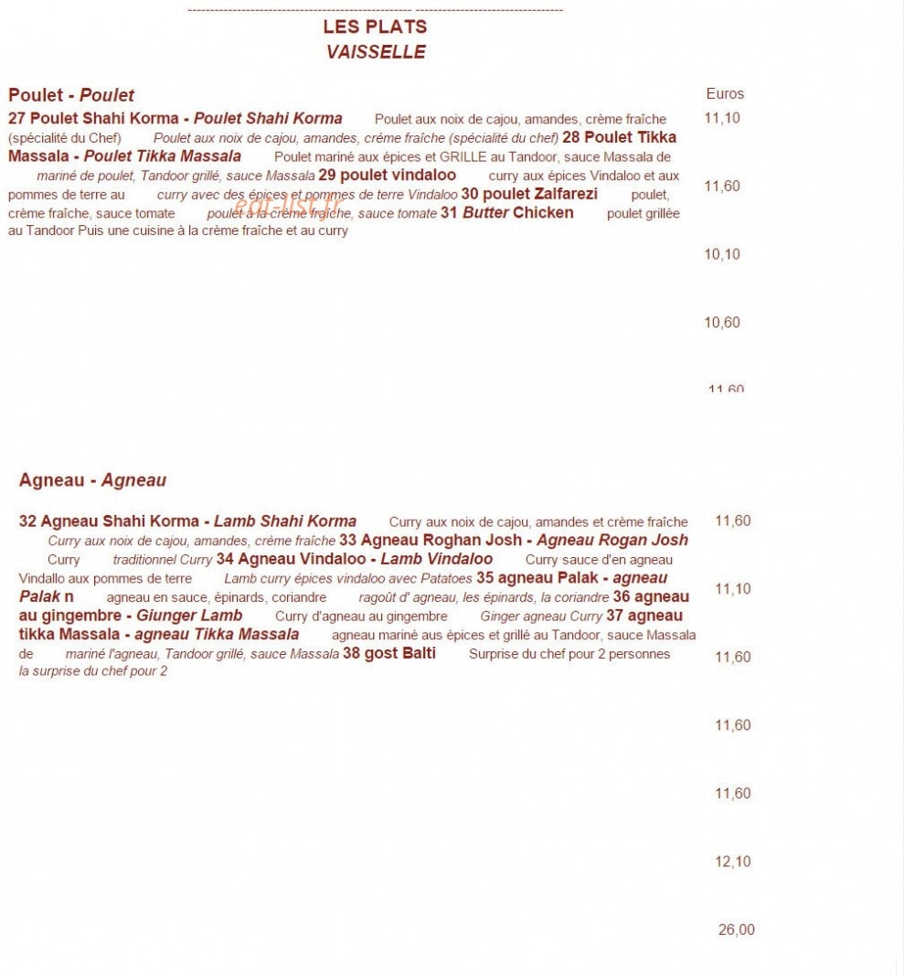 Le Palais Indien — carte page 4