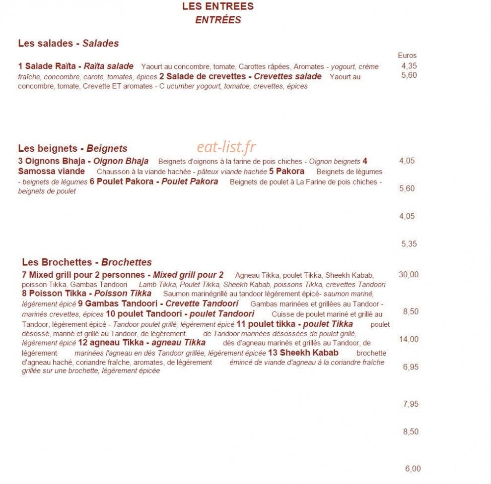 Le Palais Indien — carte page 2