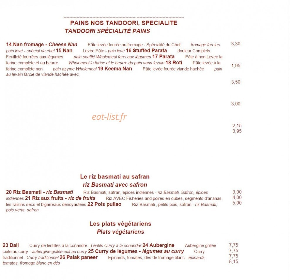 Le Palais Indien — carte page 3