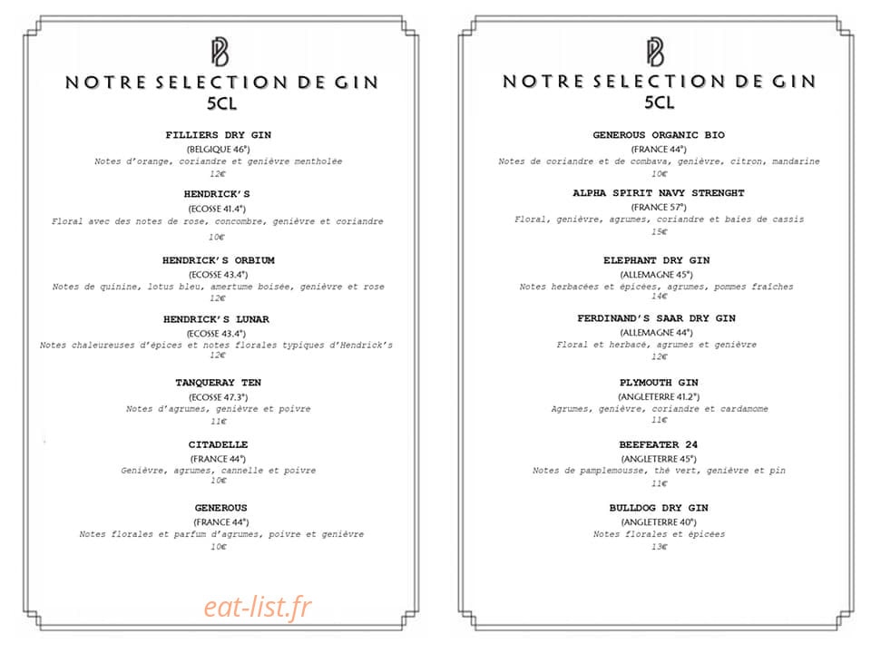 Le Petit Bar — carte page 1