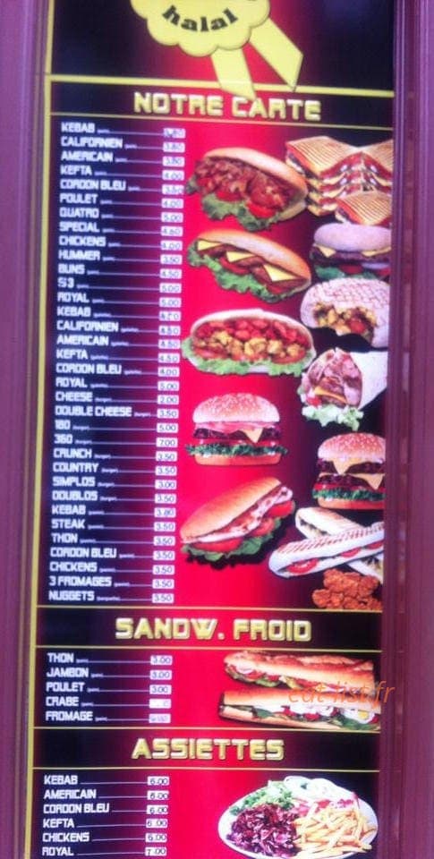 Le Royal kebab — carte page 1