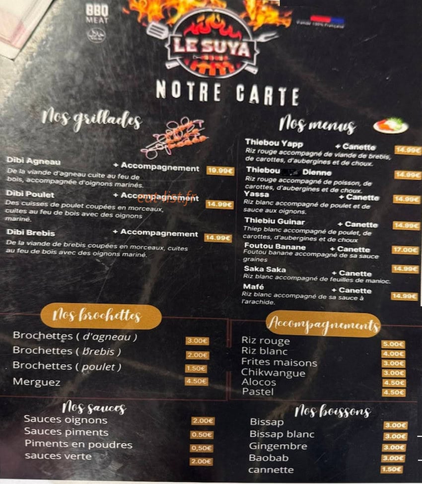 Le Suya — carte page 1