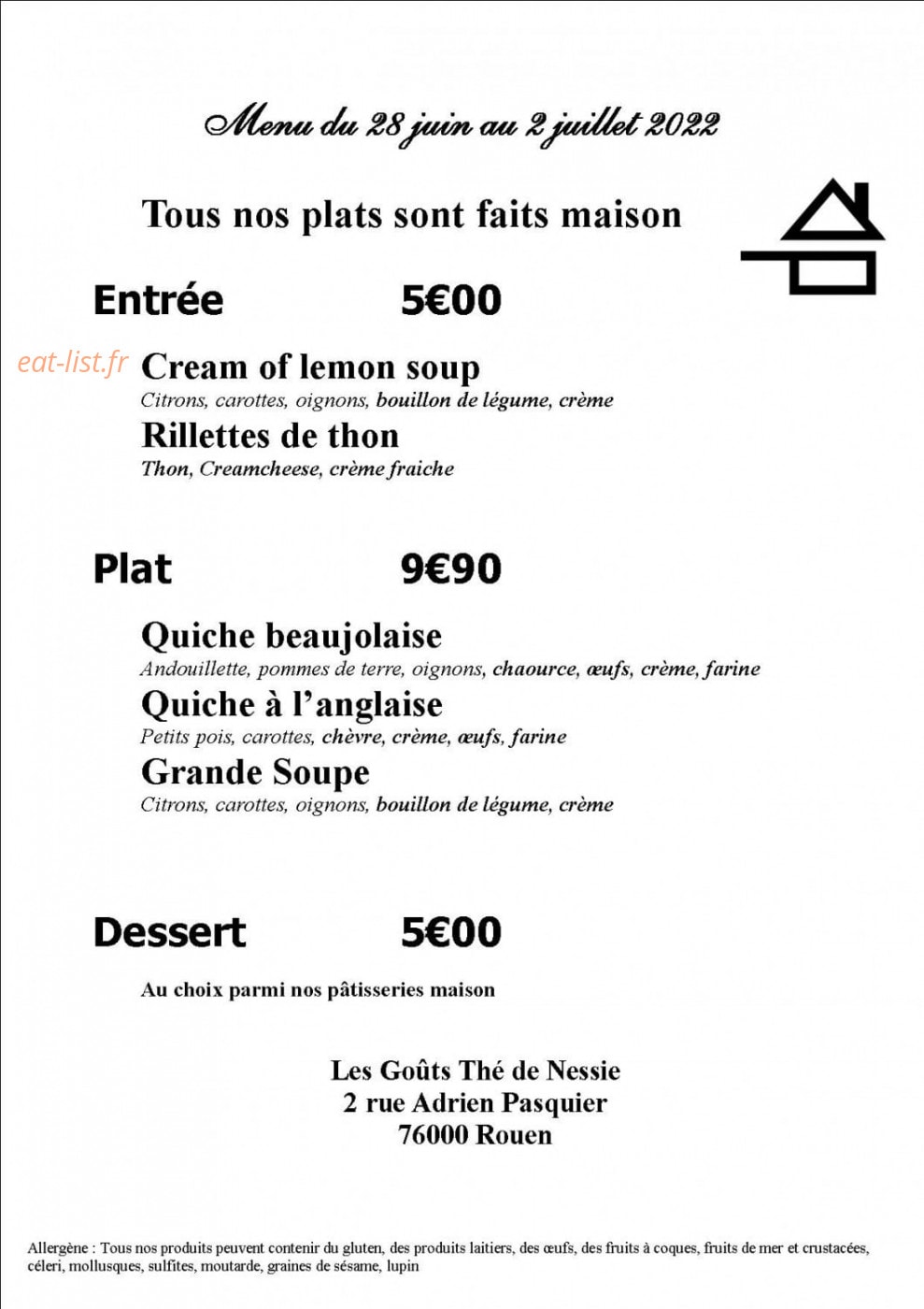 Les Goûts Thé de Nessie — carte page 1