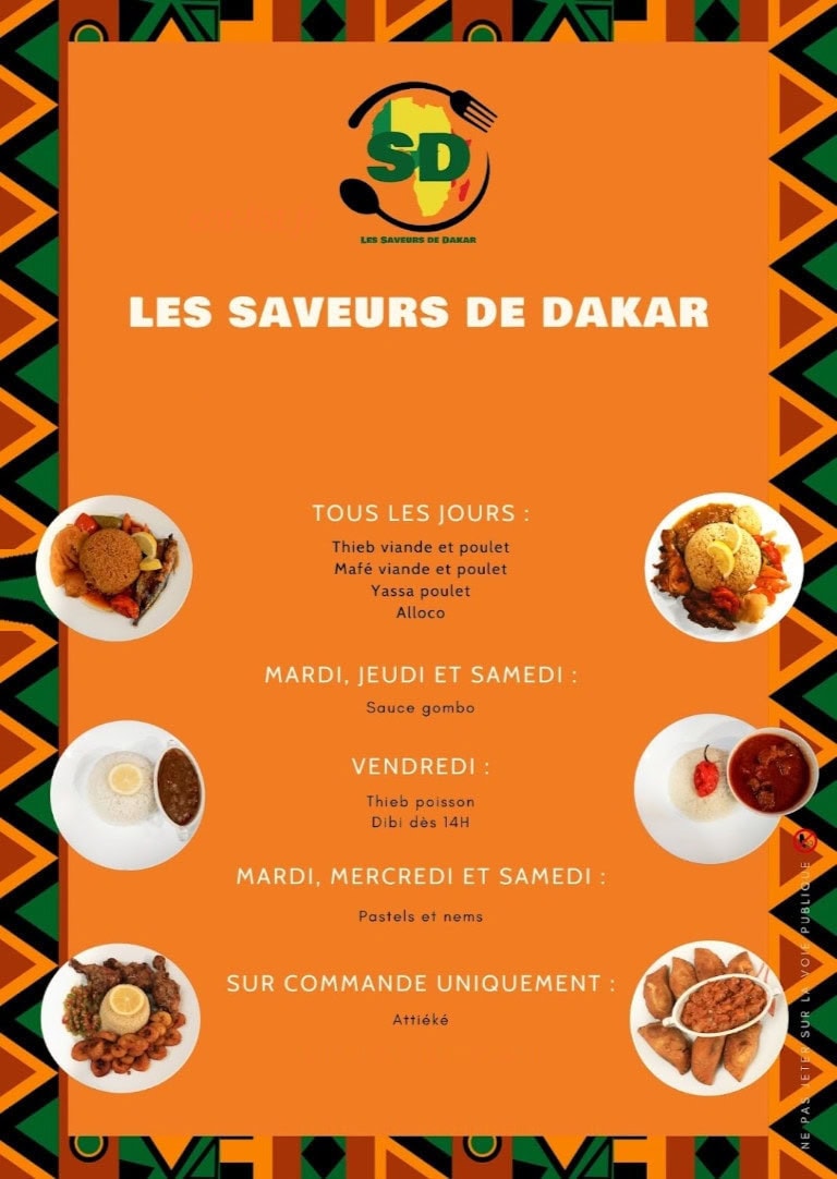Les Saveurs de Dakar — carte page 1