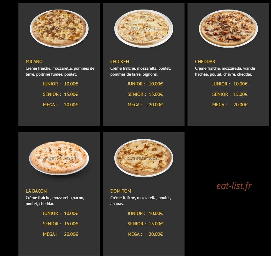 Maestro Pizza — carte page 7