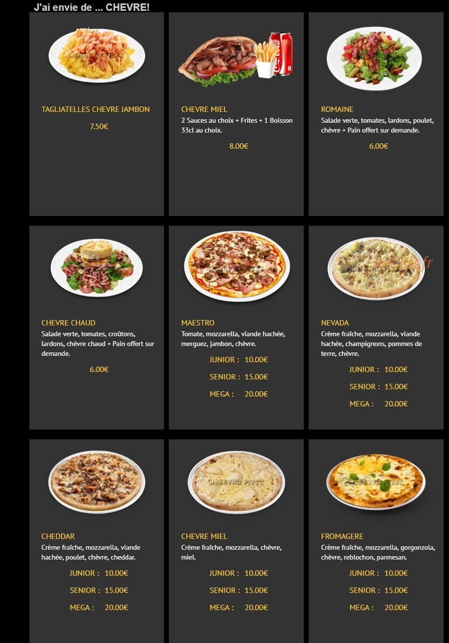 Maestro Pizza — carte page 9