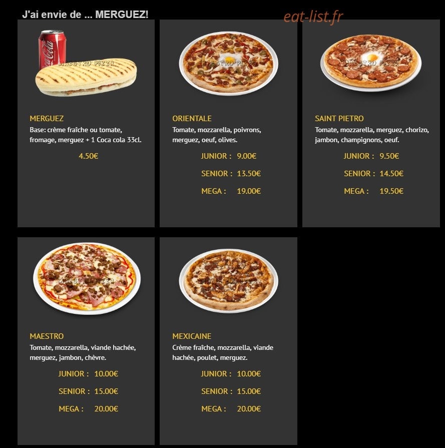 Maestro Pizza — carte page 5