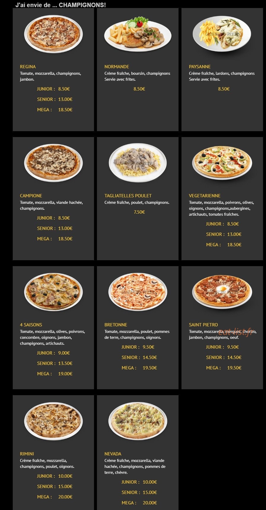 Maestro Pizza — carte page 11