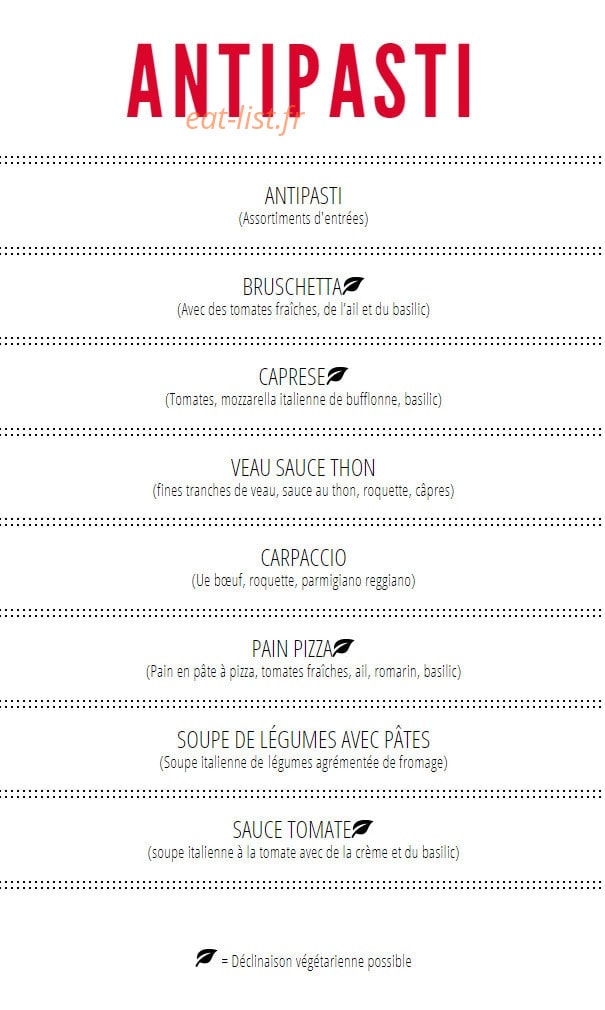 Osteria Beaux Arts — carte page 1