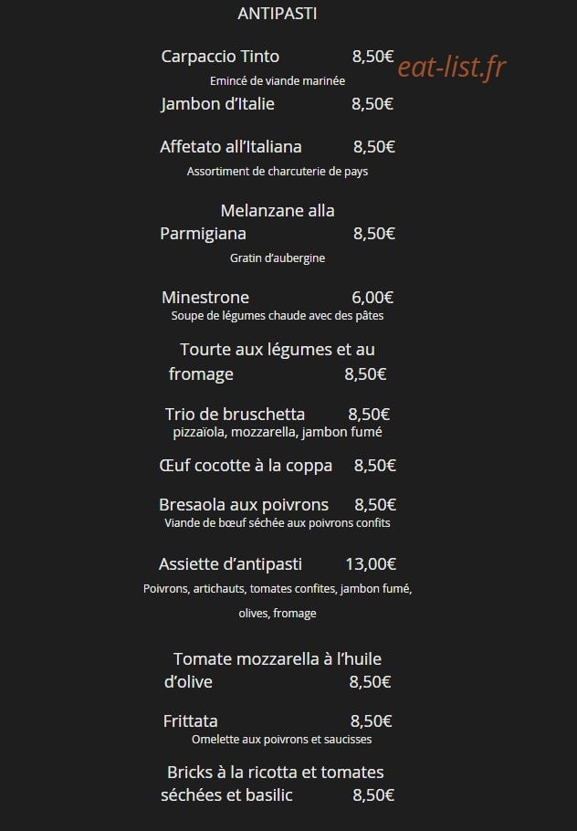 Pasta Tinto — carte page 1