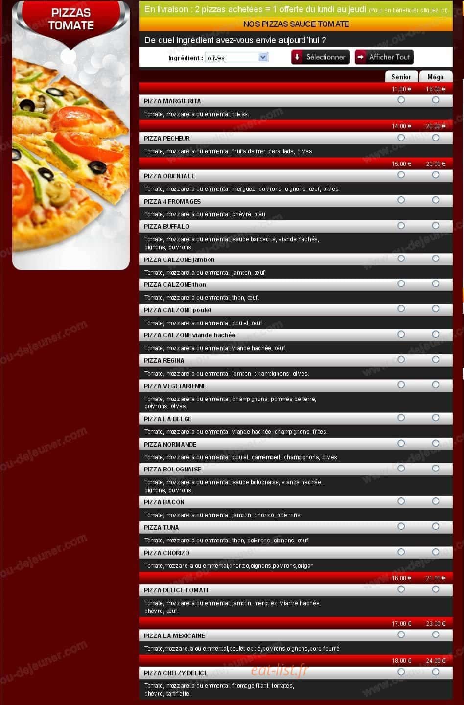 Pizza delice — carte page 2