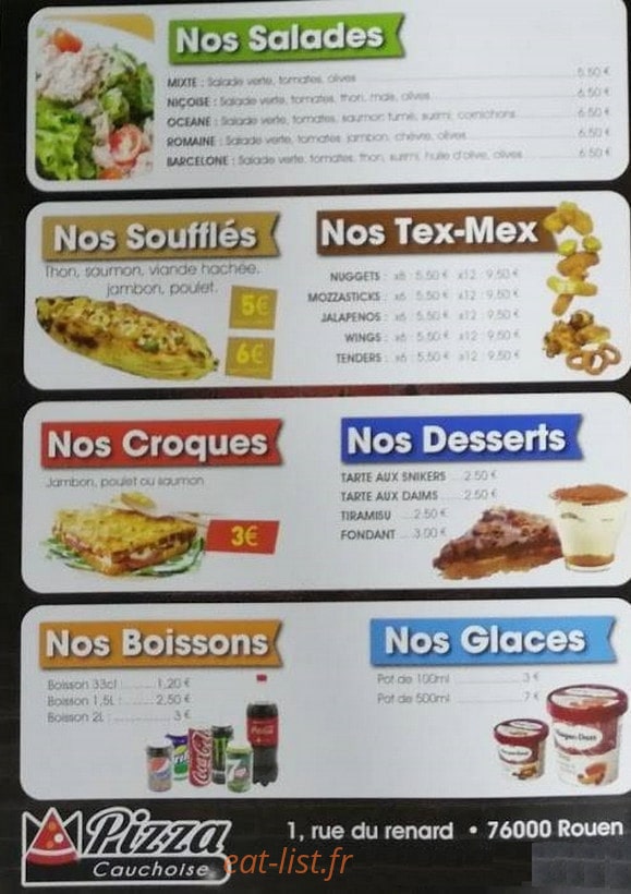 Pizzeria cauchoise — carte page 2