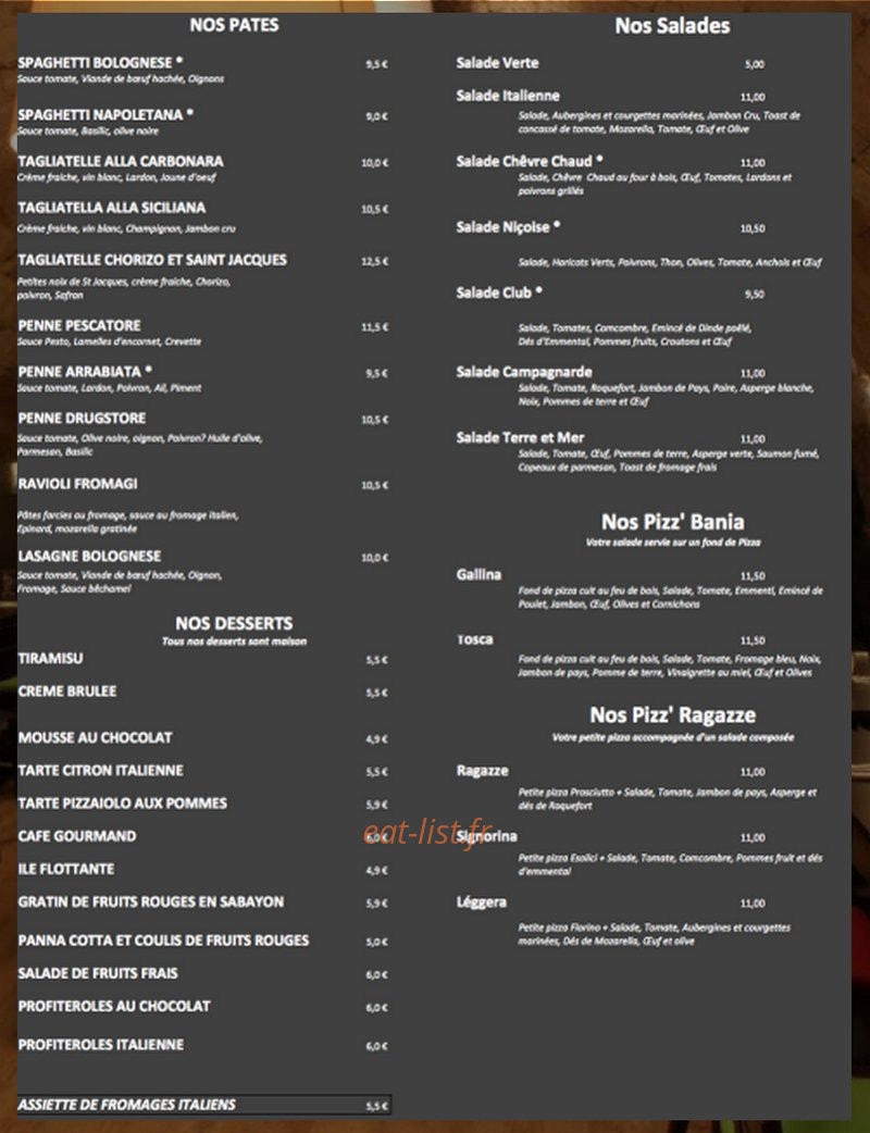 Pizzeria du drugstore — carte page 2