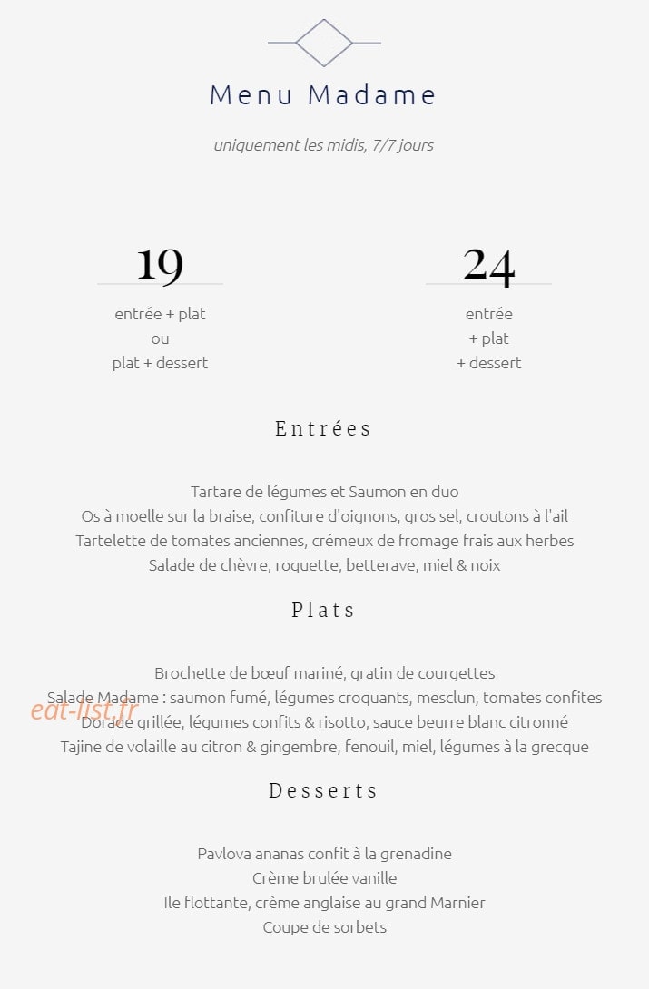 Restaurant Madame — carte page 3