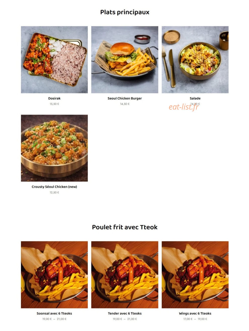 Séoul Chicken — carte page 4