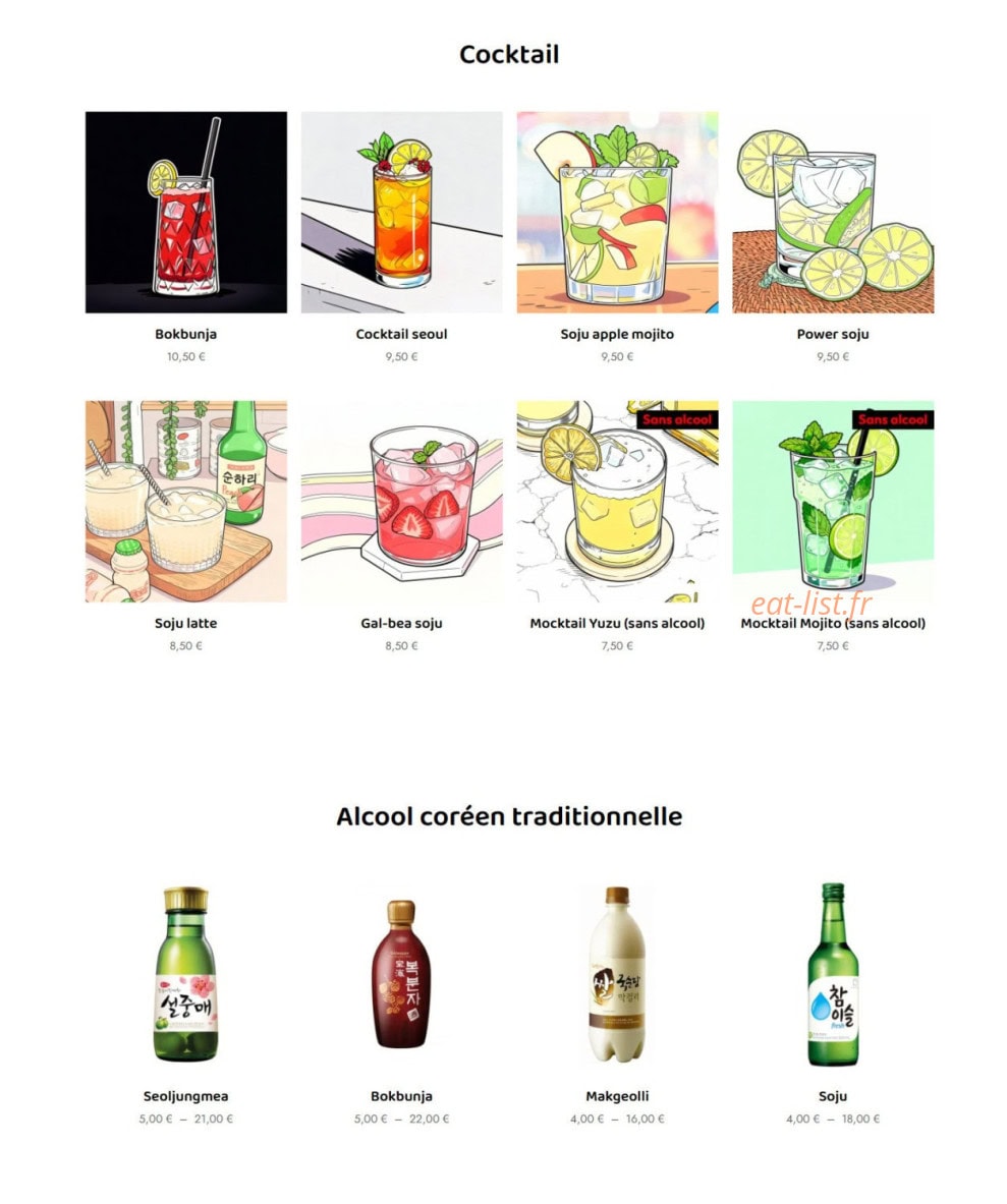 Séoul Chicken — carte page 9