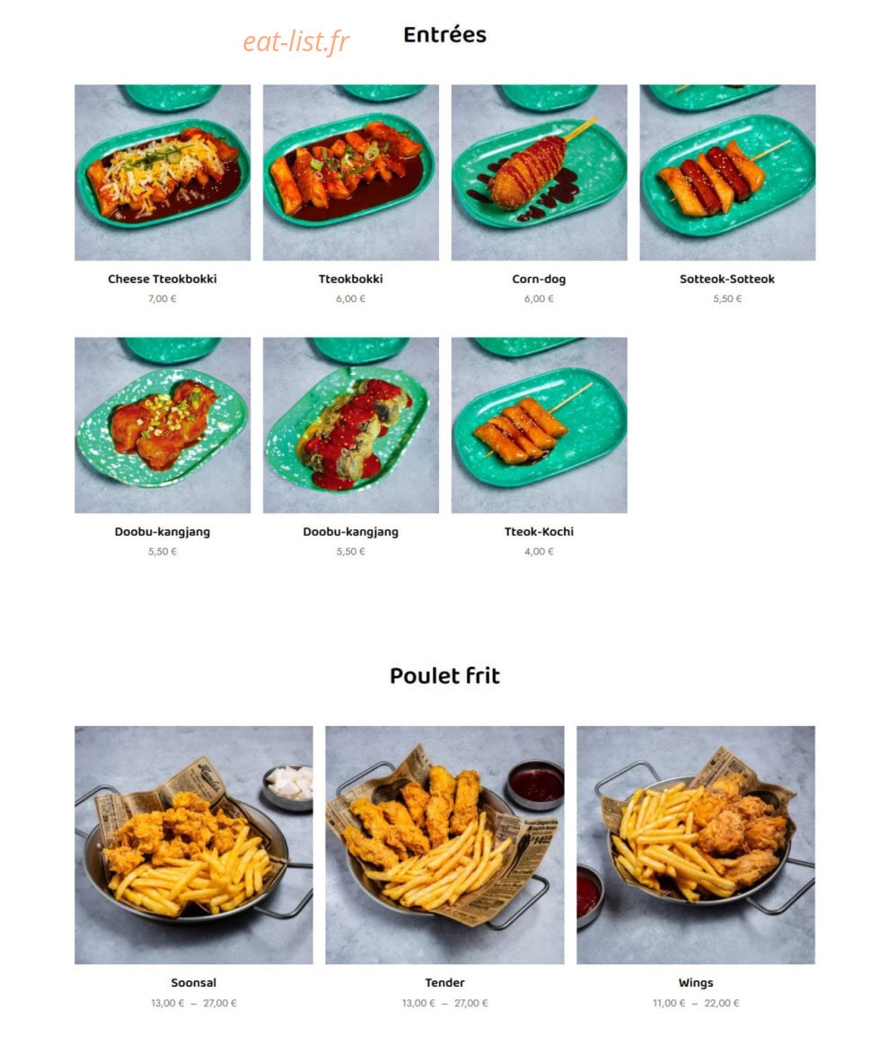 Séoul Chicken — carte page 3