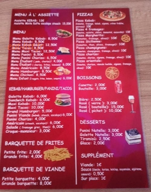 Stop Pizza — carte page 1