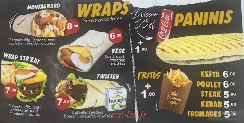 Str'eat Burger — carte page 4