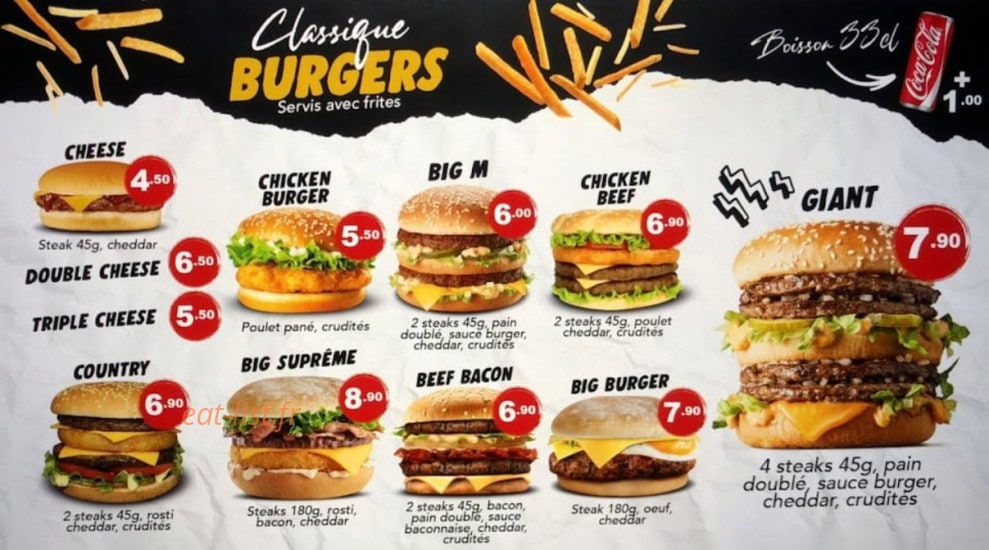 Str'eat Burger — carte page 1