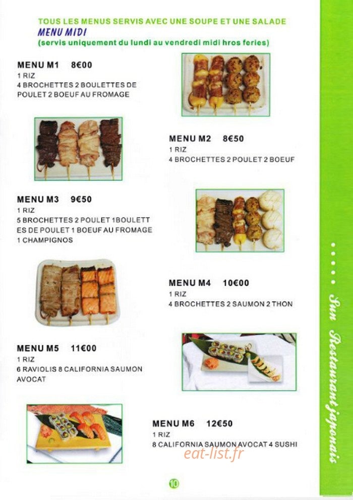 Sun Restaurant — carte page 11