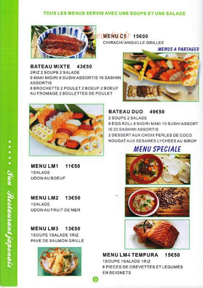 Sun Restaurant — carte page 10