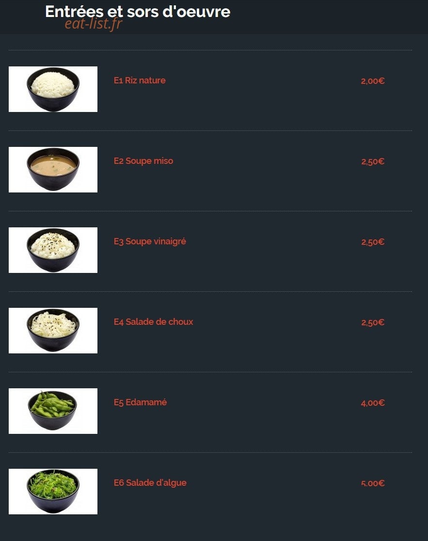 Sushi Club — carte page 1
