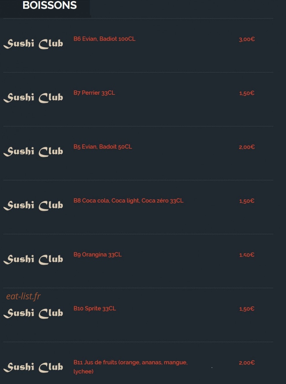 Sushi Club — carte page 29