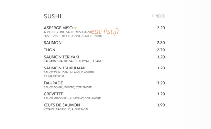 Sushi Shop — carte page 19