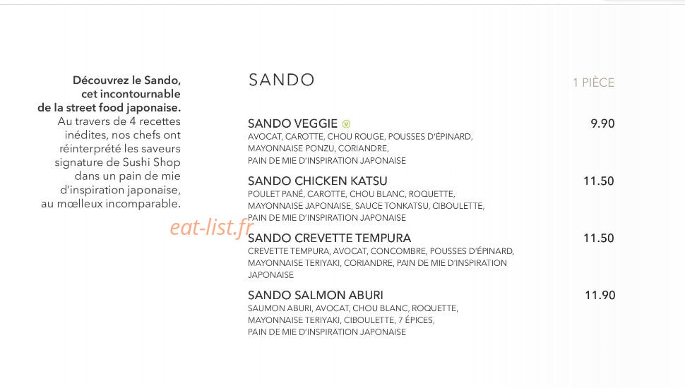Sushi Shop — carte page 15