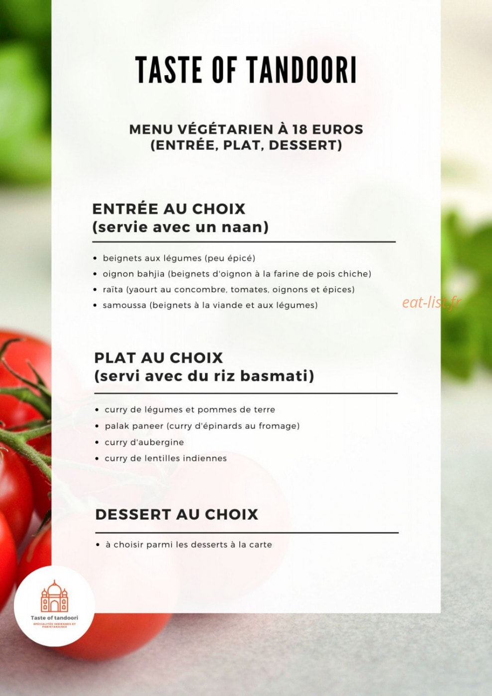 Taste of Tandoori — carte page 7