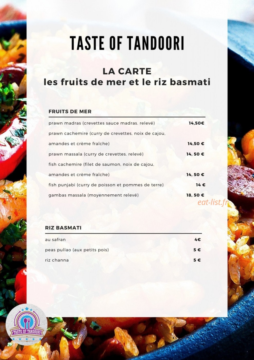 Taste of Tandoori — carte page 4