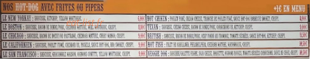 Texas Hot Dog — carte page 2