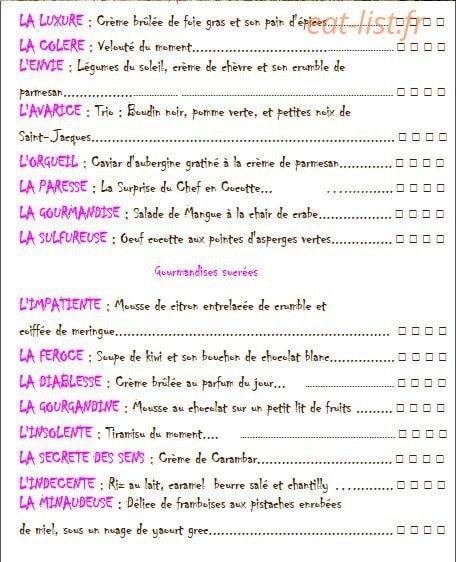 Verrines & Sens — carte page 1
