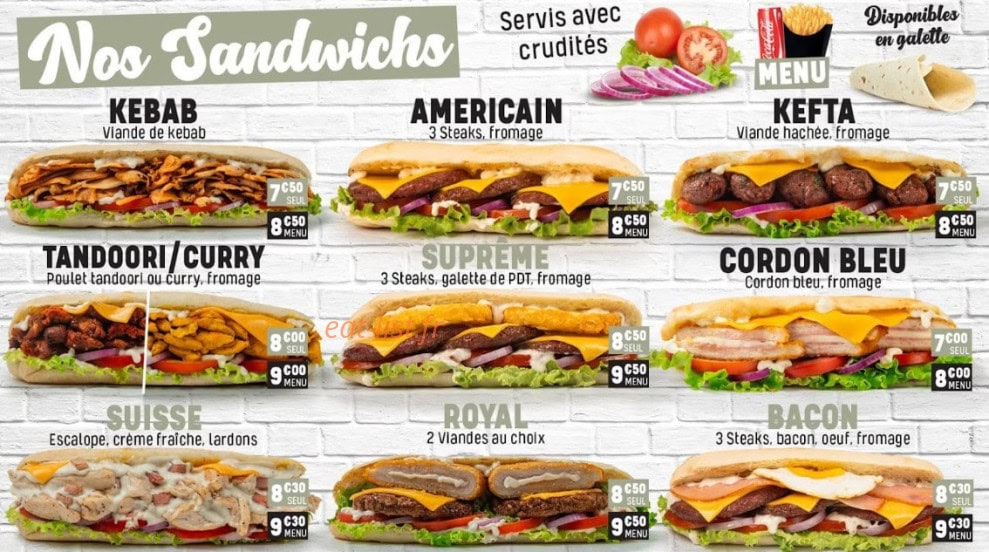 Yes Eat — carte page 1