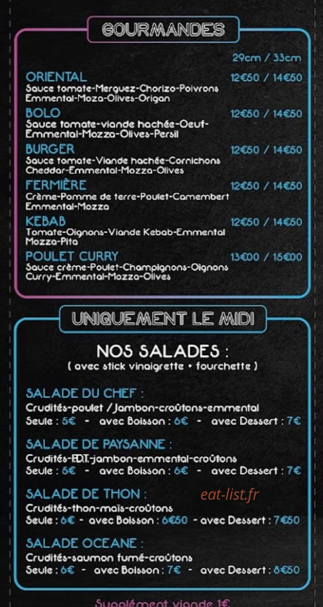 L&A Pizza — carte page 1