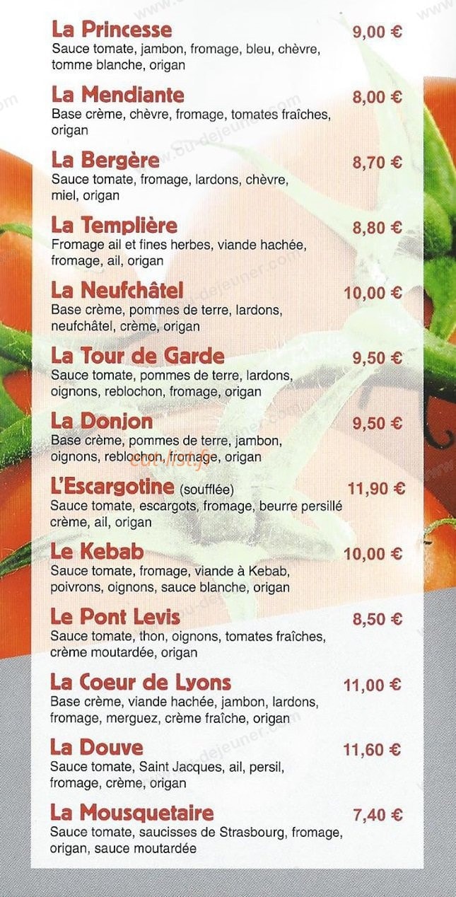 Carte et menu de Pizza du roi à Martainville Epreville — Les pizzas suite