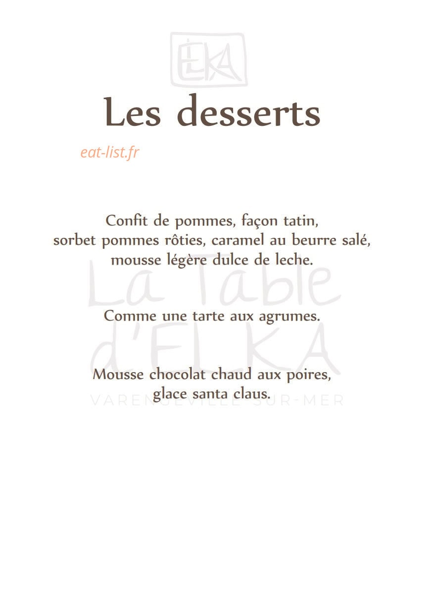 La Table D'Elka — carte page 7