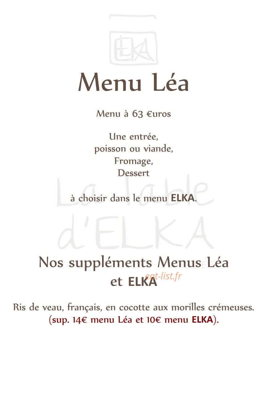 La Table D'Elka — carte page 3