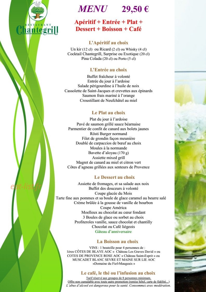 Chantegrill — carte page 10