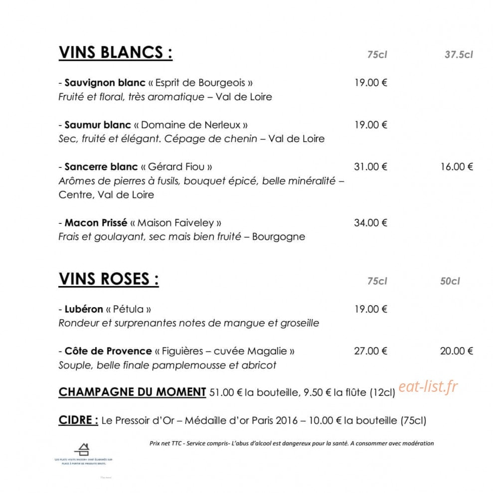 La Table d'Erisay — carte page 4