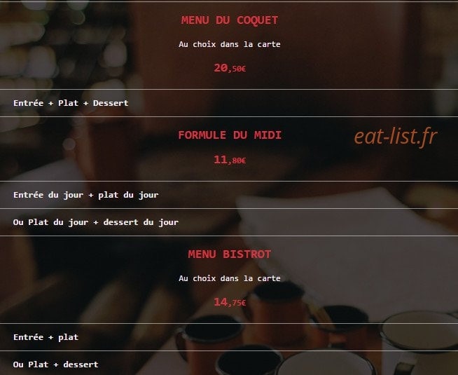 Le Bistrot des Coquets — carte page 5