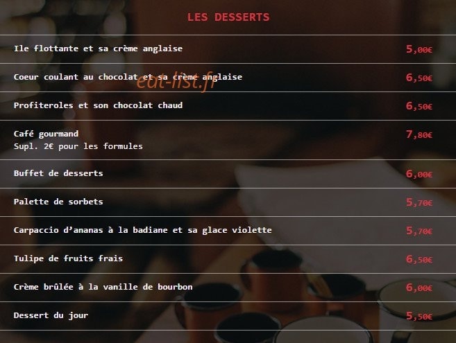 Le Bistrot des Coquets — carte page 3
