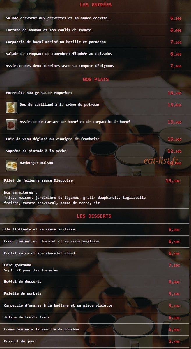 Le Bistrot des Coquets — carte page 2