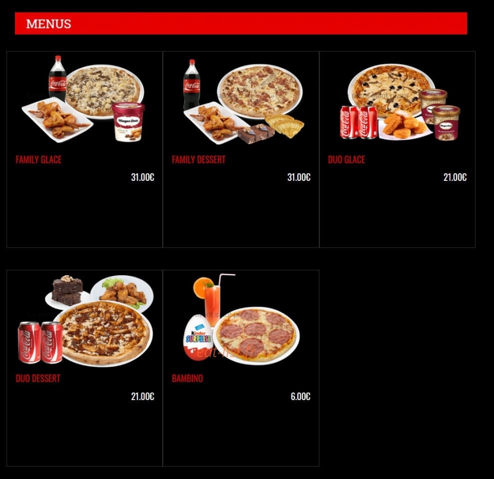Le Mont Saint Pizza — carte page 1